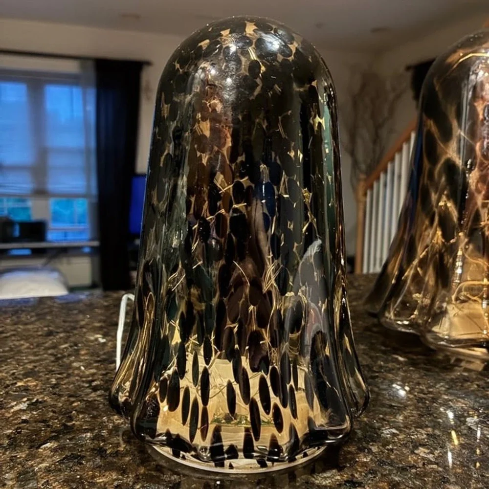 Set of 2 LED Tortoise Glass Ghosts 1 Small & 1 Large
